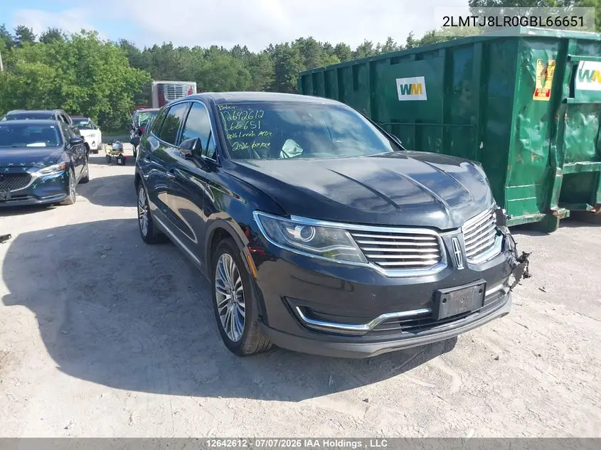 2016 Lincoln Mkx VIN: 2LMTJ8LR0GBL66651 Lot: 12642612