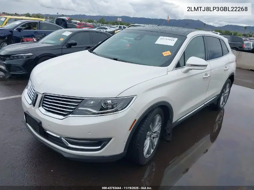 2LMTJ8LP3GBL22268 2016 Lincoln Mkx Reserve