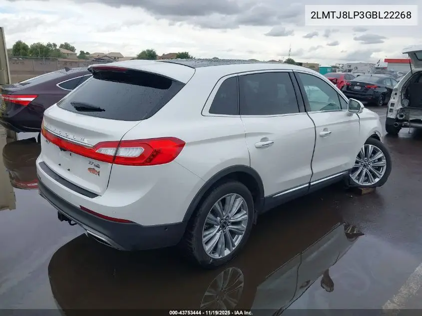 2LMTJ8LP3GBL22268 2016 Lincoln Mkx Reserve