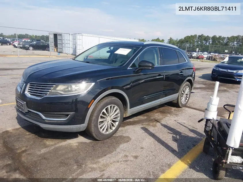 2016 Lincoln Mkx Select VIN: 2LMTJ6KR8GBL71411 Lot: 45296077