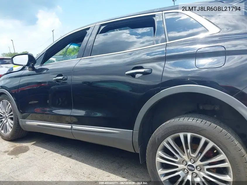 2016 Lincoln Mkx Reserve VIN: 2LMTJ8LR6GBL21794 Lot: 45340271