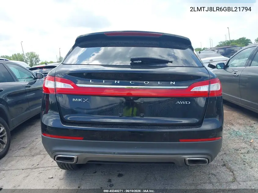 2016 Lincoln Mkx Reserve VIN: 2LMTJ8LR6GBL21794 Lot: 45340271