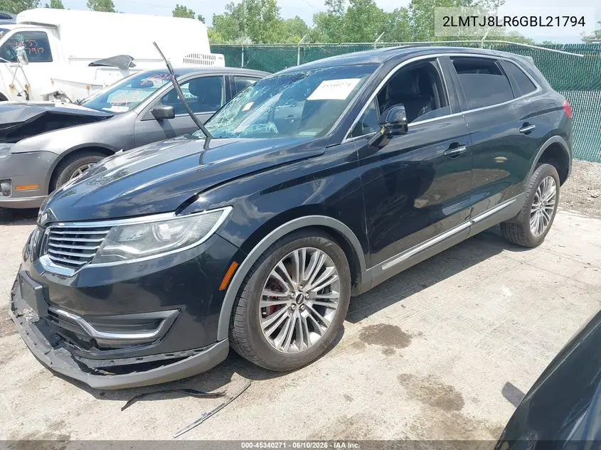 2016 Lincoln Mkx Reserve VIN: 2LMTJ8LR6GBL21794 Lot: 45340271