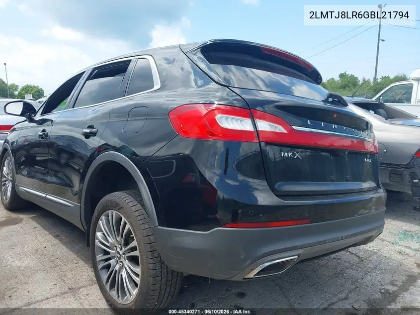 2016 Lincoln Mkx Reserve VIN: 2LMTJ8LR6GBL21794 Lot: 45340271