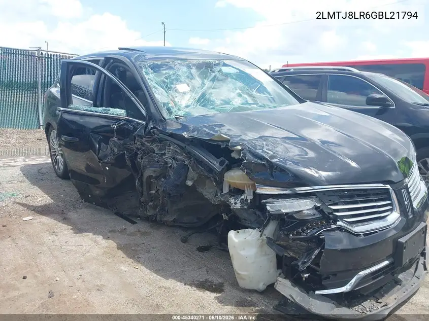 2016 Lincoln Mkx Reserve VIN: 2LMTJ8LR6GBL21794 Lot: 45340271