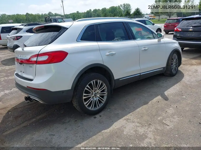 2016 Lincoln Mkx Reserve VIN: 2LMPJ8LR6GBL31291 Lot: 45342109