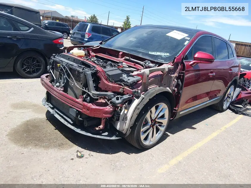 2016 Lincoln Mkx Reserve VIN: 2LMTJ8LP8GBL55668 Lot: 45356510