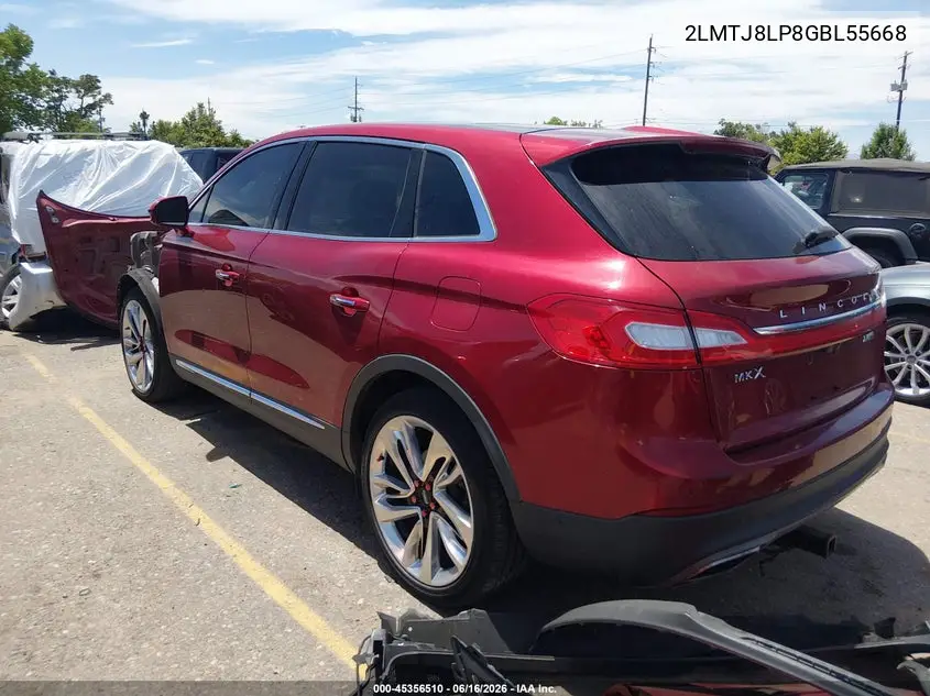 2016 Lincoln Mkx Reserve VIN: 2LMTJ8LP8GBL55668 Lot: 45356510