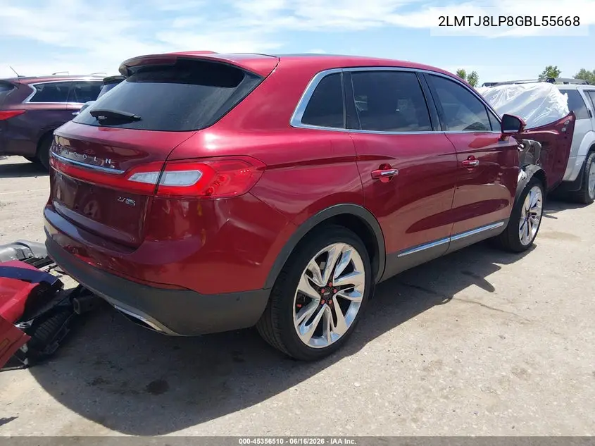 2016 Lincoln Mkx Reserve VIN: 2LMTJ8LP8GBL55668 Lot: 45356510