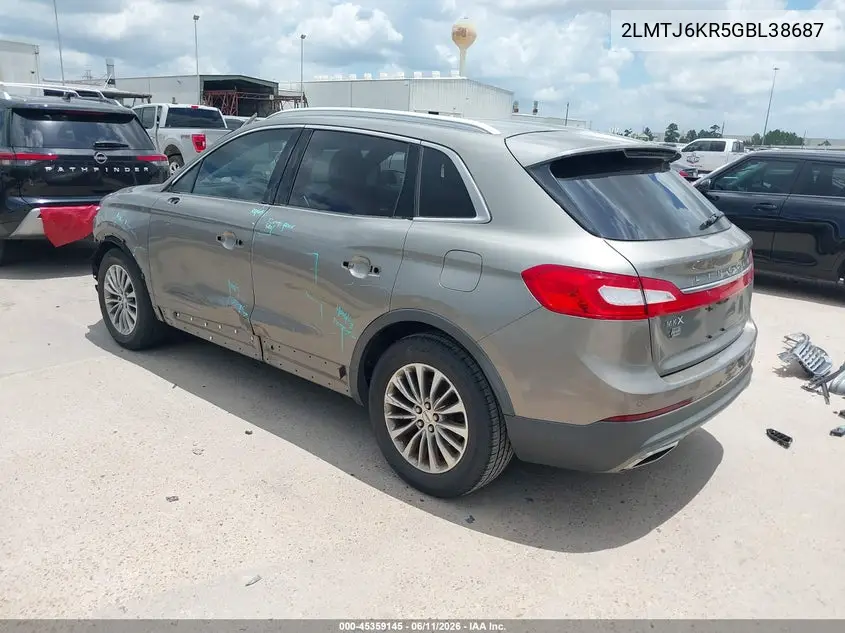 2016 Lincoln Mkx Select VIN: 2LMTJ6KR5GBL38687 Lot: 45359145
