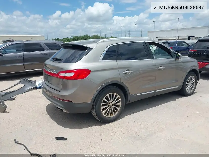 2016 Lincoln Mkx Select VIN: 2LMTJ6KR5GBL38687 Lot: 45359145