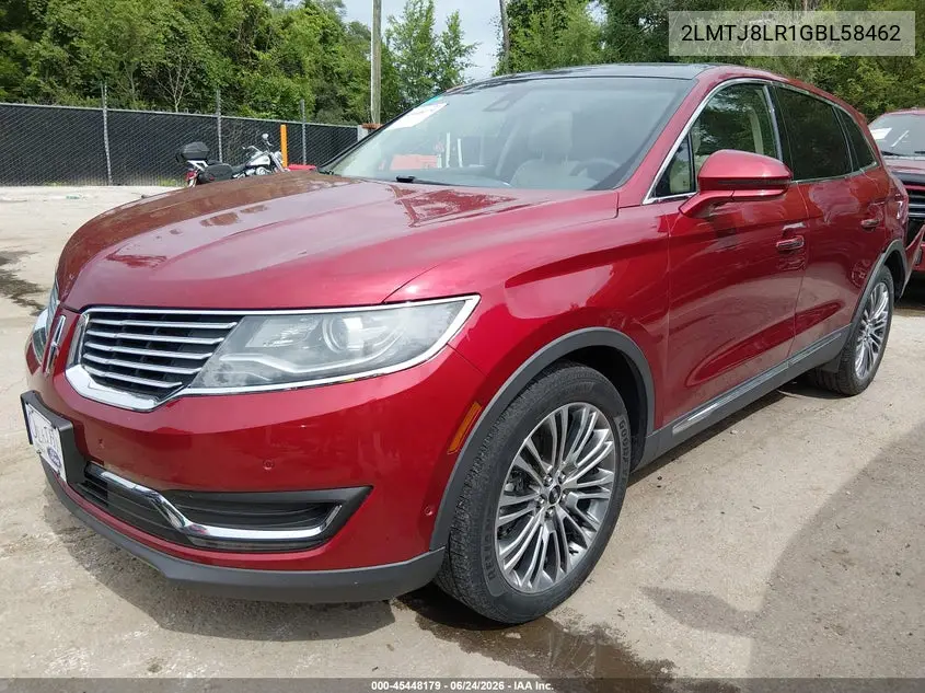 2016 Lincoln Mkx Reserve VIN: 2LMTJ8LR1GBL58462 Lot: 45448179