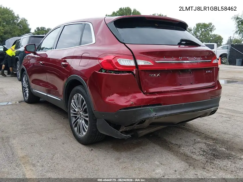 2016 Lincoln Mkx Reserve VIN: 2LMTJ8LR1GBL58462 Lot: 45448179