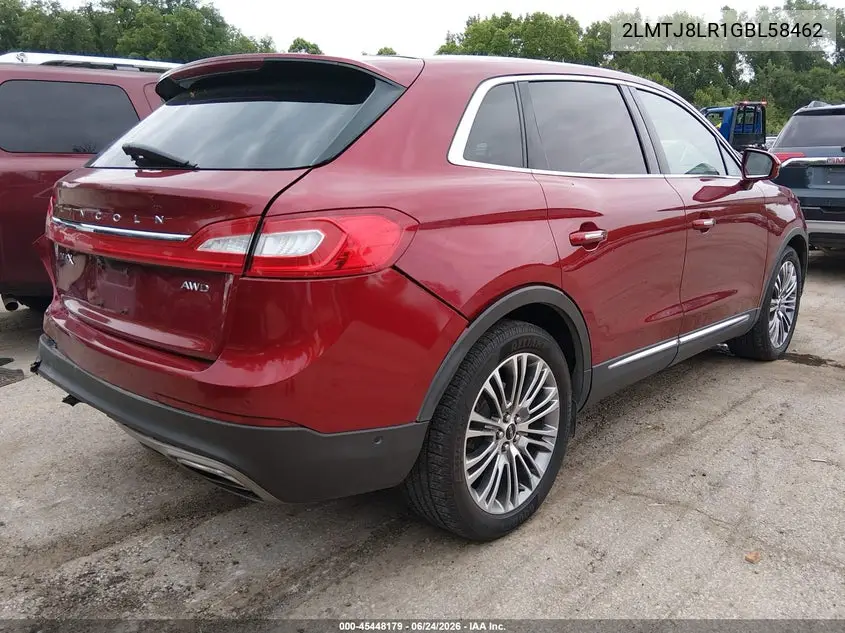 2016 Lincoln Mkx Reserve VIN: 2LMTJ8LR1GBL58462 Lot: 45448179