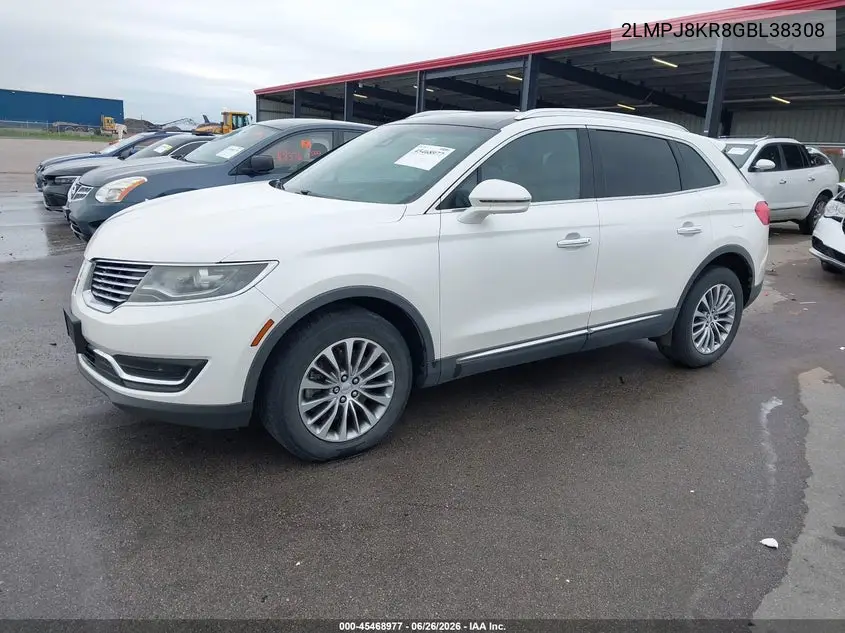 2016 Lincoln Mkx Select VIN: 2LMPJ8KR8GBL38308 Lot: 45468977