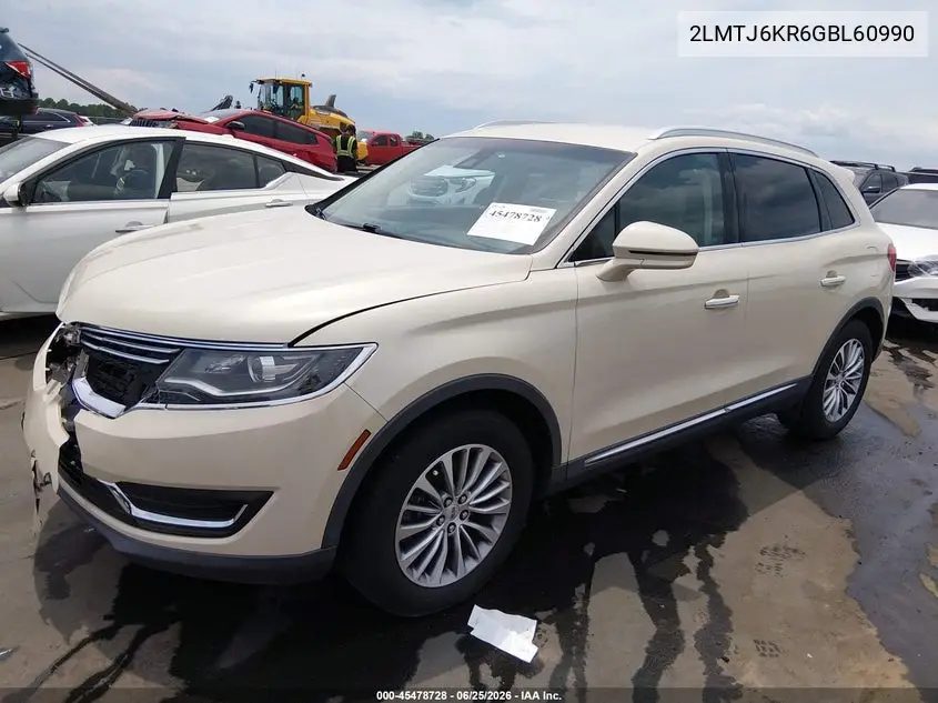 2016 Lincoln Mkx Select VIN: 2LMTJ6KR6GBL60990 Lot: 45478728