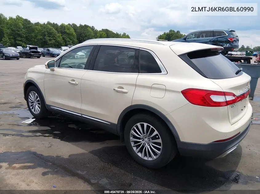 2016 Lincoln Mkx Select VIN: 2LMTJ6KR6GBL60990 Lot: 45478728
