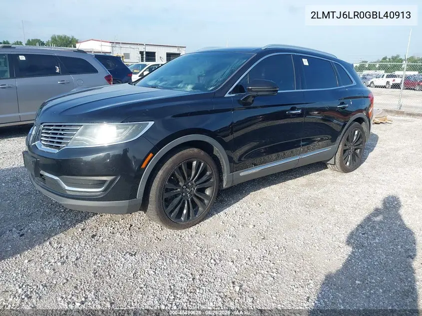 2016 Lincoln Mkx Reserve VIN: 2LMTJ6LR0GBL40913 Lot: 45490626