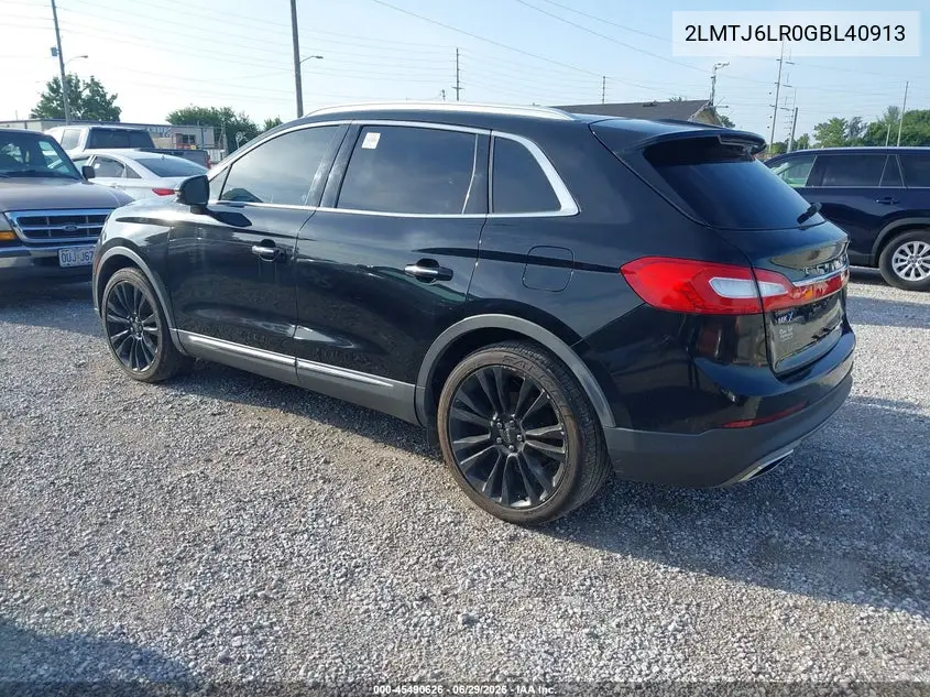 2016 Lincoln Mkx Reserve VIN: 2LMTJ6LR0GBL40913 Lot: 45490626