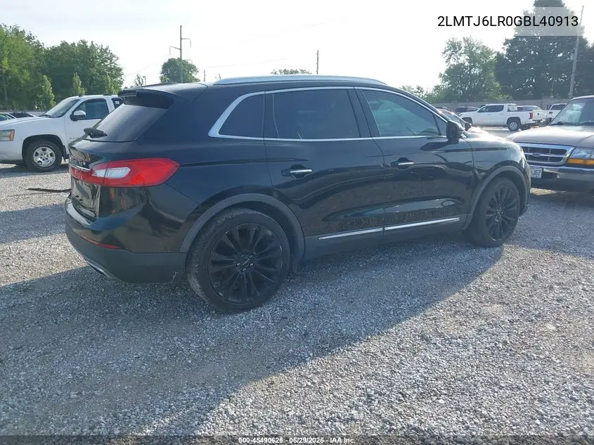 2016 Lincoln Mkx Reserve VIN: 2LMTJ6LR0GBL40913 Lot: 45490626