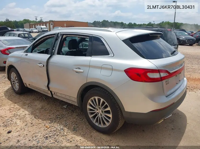 2016 Lincoln Mkx Select VIN: 2LMTJ6KR7GBL30431 Lot: 45491978