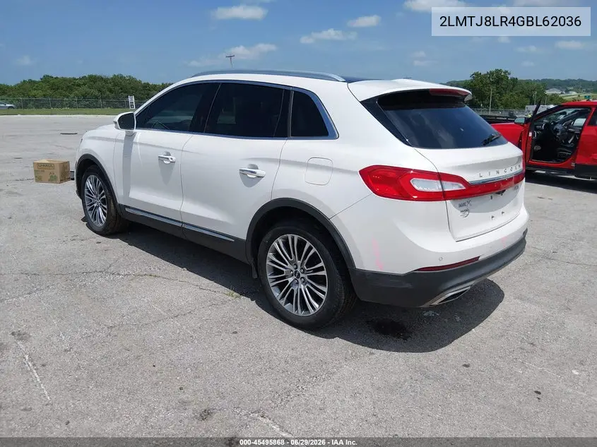 2016 Lincoln Mkx Reserve VIN: 2LMTJ8LR4GBL62036 Lot: 45495868
