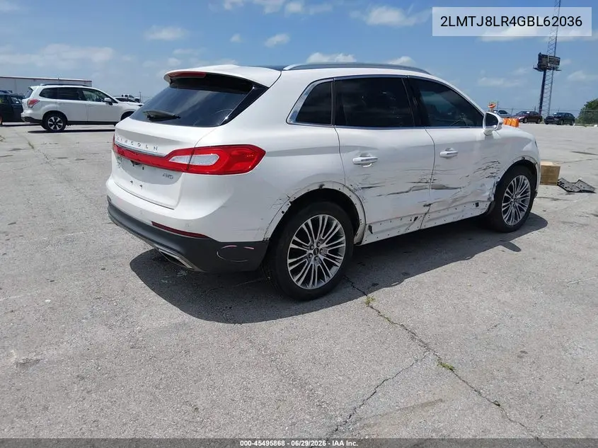 2016 Lincoln Mkx Reserve VIN: 2LMTJ8LR4GBL62036 Lot: 45495868