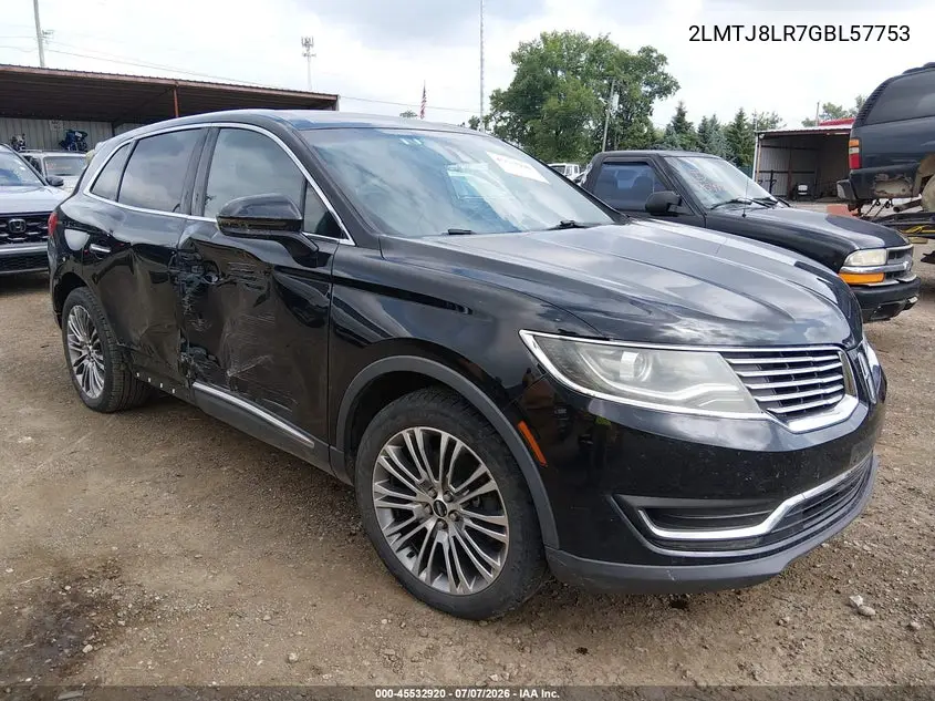 2016 Lincoln Mkx Reserve VIN: 2LMTJ8LR7GBL57753 Lot: 45532920