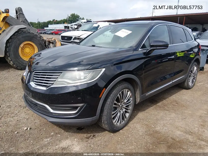 2016 Lincoln Mkx Reserve VIN: 2LMTJ8LR7GBL57753 Lot: 45532920
