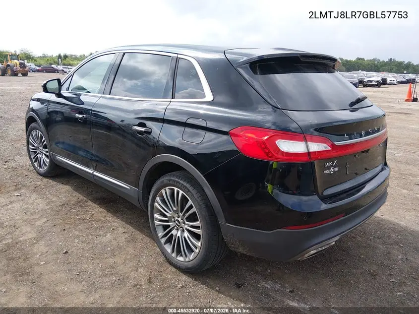 2016 Lincoln Mkx Reserve VIN: 2LMTJ8LR7GBL57753 Lot: 45532920