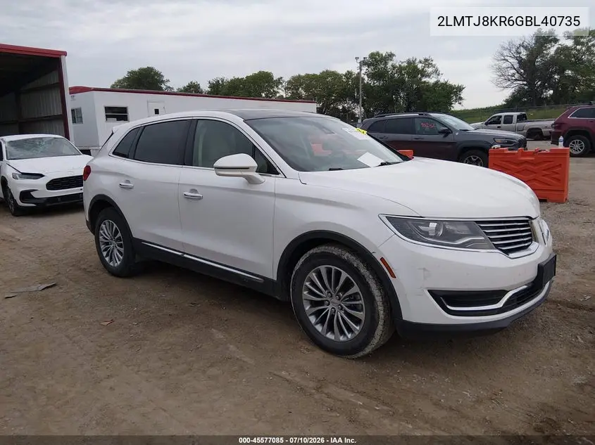 2016 Lincoln Mkx Select VIN: 2LMTJ8KR6GBL40735 Lot: 45577085