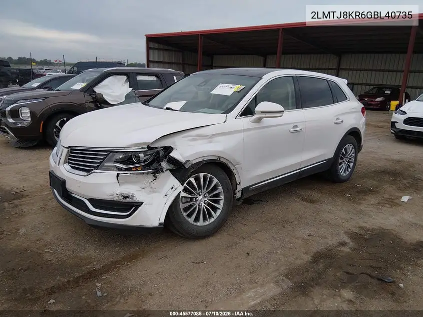 2016 Lincoln Mkx Select VIN: 2LMTJ8KR6GBL40735 Lot: 45577085
