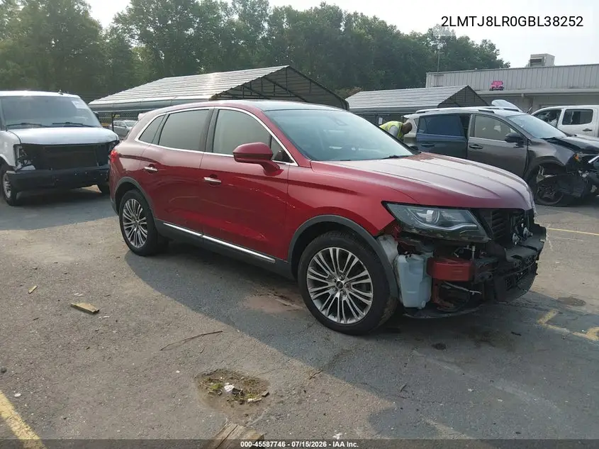 2016 Lincoln Mkx Reserve VIN: 2LMTJ8LR0GBL38252 Lot: 45587746