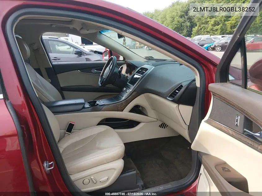 2016 Lincoln Mkx Reserve VIN: 2LMTJ8LR0GBL38252 Lot: 45587746