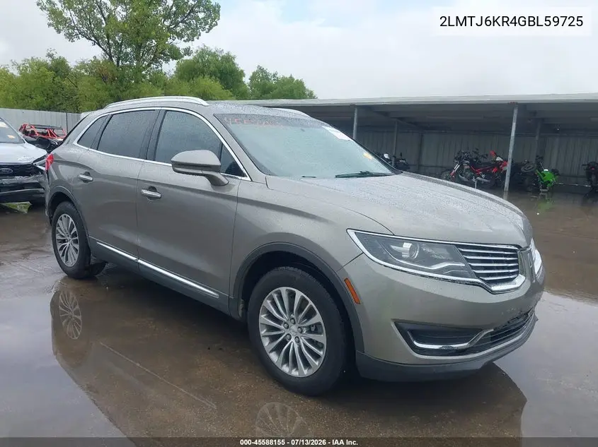 2016 Lincoln Mkx Select VIN: 2LMTJ6KR4GBL59725 Lot: 45588155