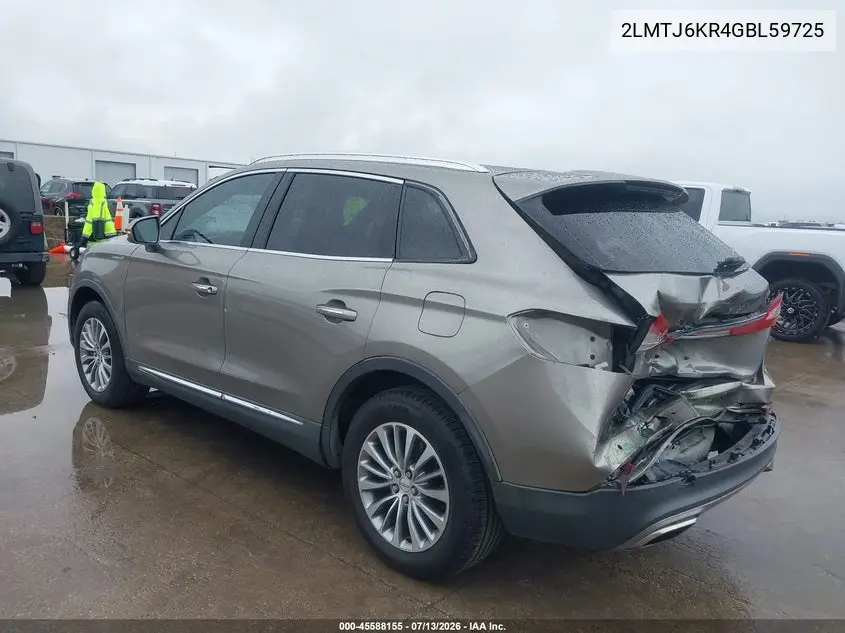 2016 Lincoln Mkx Select VIN: 2LMTJ6KR4GBL59725 Lot: 45588155