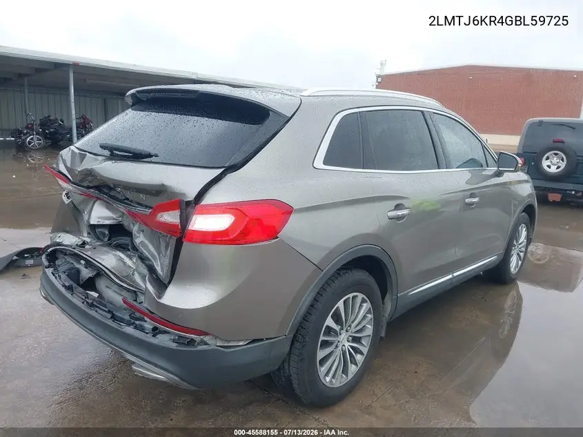 2016 Lincoln Mkx Select VIN: 2LMTJ6KR4GBL59725 Lot: 45588155