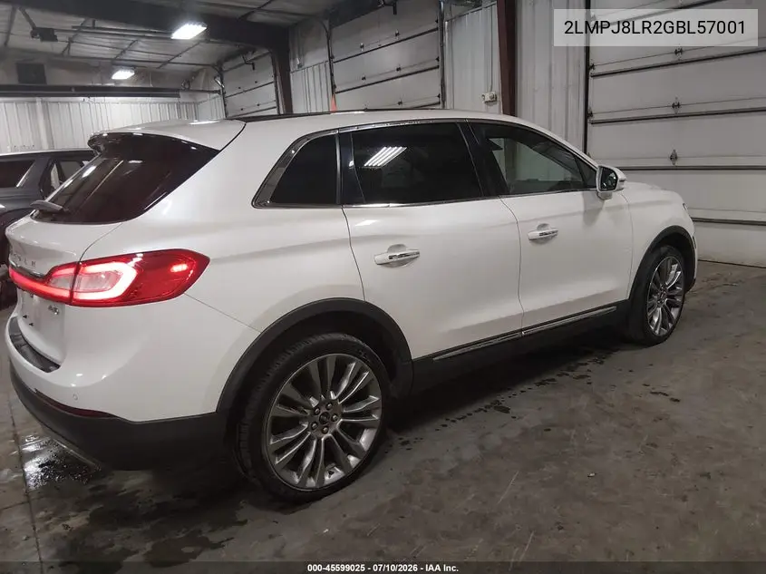 2016 Lincoln Mkx Reserve VIN: 2LMPJ8LR2GBL57001 Lot: 45599025