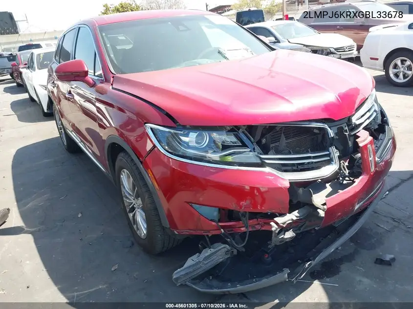 2016 Lincoln Mkx Select VIN: 2LMPJ6KRXGBL33678 Lot: 45601305