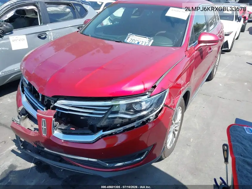 2016 Lincoln Mkx Select VIN: 2LMPJ6KRXGBL33678 Lot: 45601305