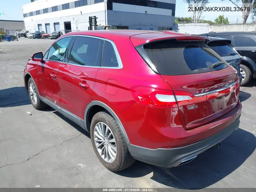 2016 Lincoln Mkx Select VIN: 2LMPJ6KRXGBL33678 Lot: 45601305