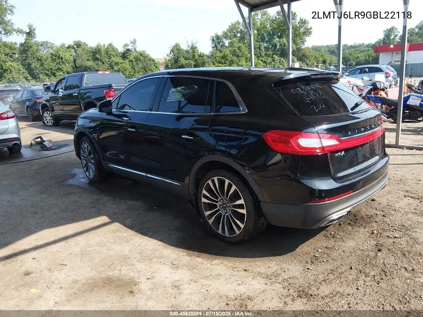 2016 Lincoln Mkx Reserve VIN: 2LMTJ6LR9GBL22118 Lot: 45630089