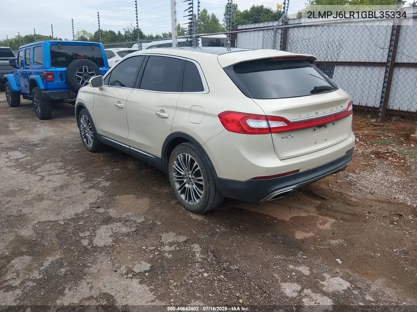 2016 Lincoln Mkx Reserve VIN: 2LMPJ6LR1GBL35334 Lot: 45642402