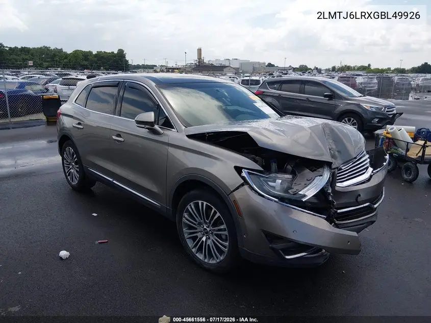 2016 Lincoln Mkx Reserve VIN: 2LMTJ6LRXGBL49926 Lot: 45661556