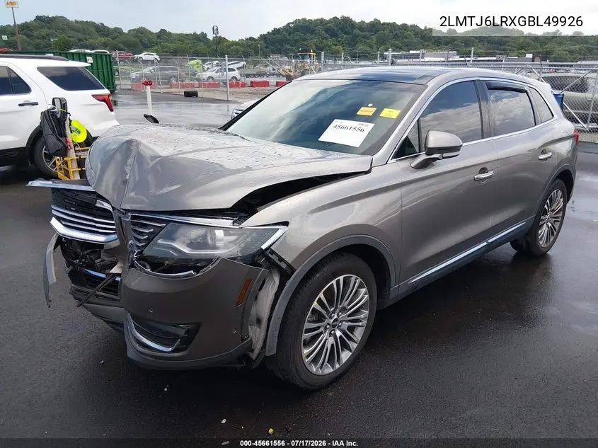 2016 Lincoln Mkx Reserve VIN: 2LMTJ6LRXGBL49926 Lot: 45661556