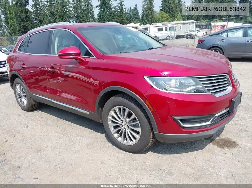 2016 Lincoln Mkx Select VIN: 2LMPJ8KP6GBL53842 Lot: 45672602