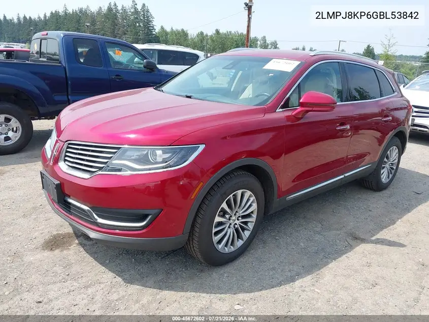 2016 Lincoln Mkx Select VIN: 2LMPJ8KP6GBL53842 Lot: 45672602