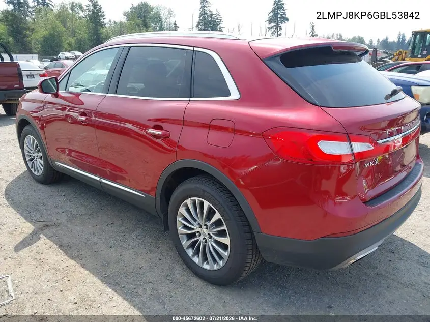 2016 Lincoln Mkx Select VIN: 2LMPJ8KP6GBL53842 Lot: 45672602