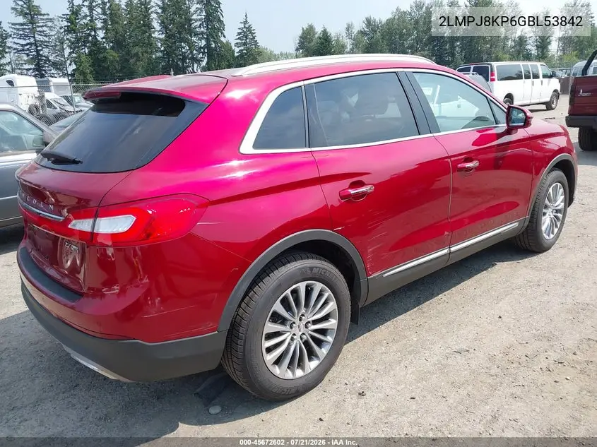 2016 Lincoln Mkx Select VIN: 2LMPJ8KP6GBL53842 Lot: 45672602