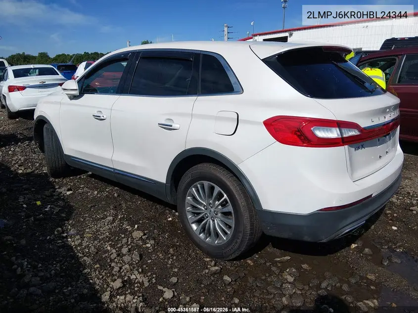 2017 Lincoln Mkx Select VIN: 2LMPJ6KR0HBL24344 Lot: 45361587